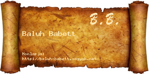 Baluh Babett névjegykártya